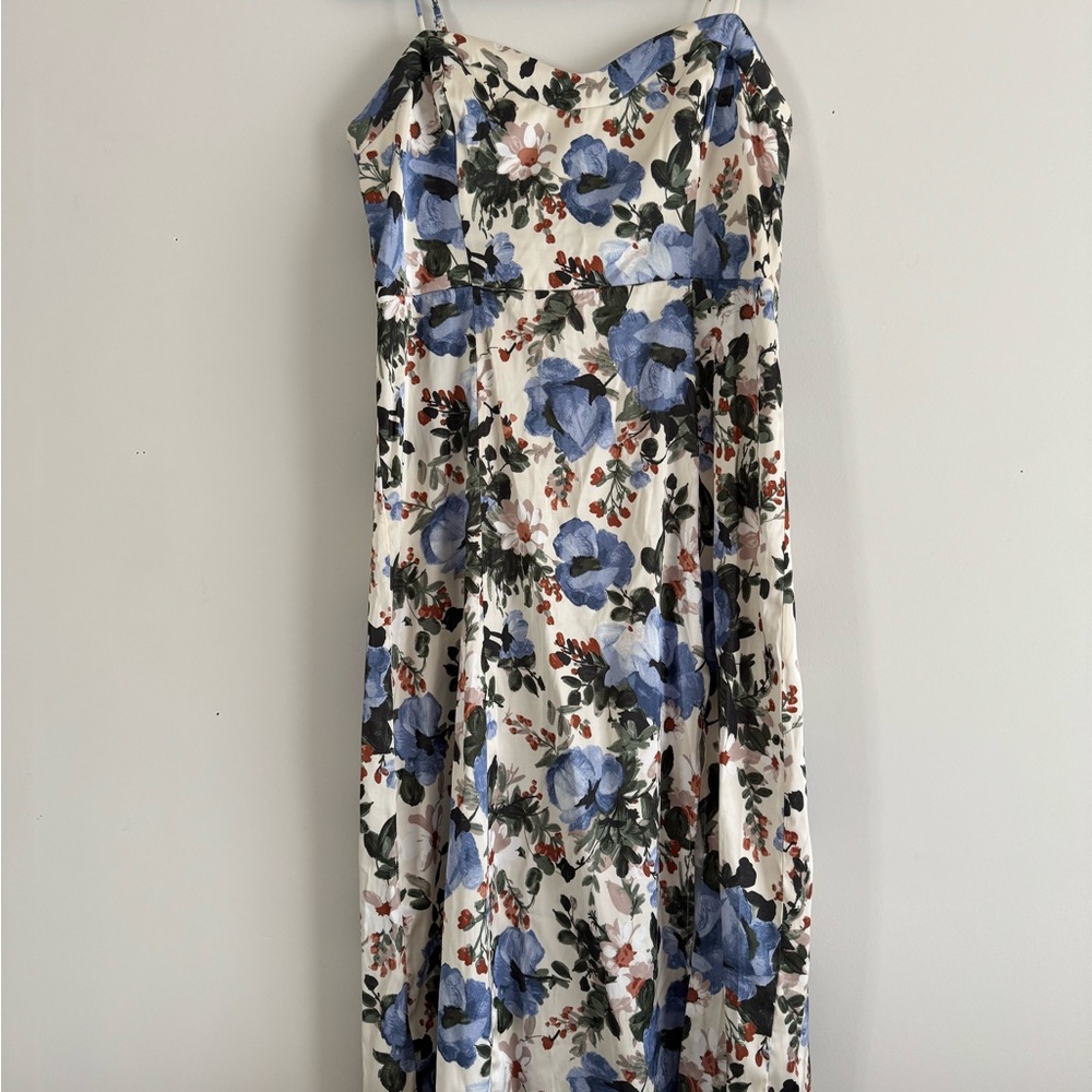 Abercrombie & Fitch One-Shoulder Floral Dress in Blue, White, Green